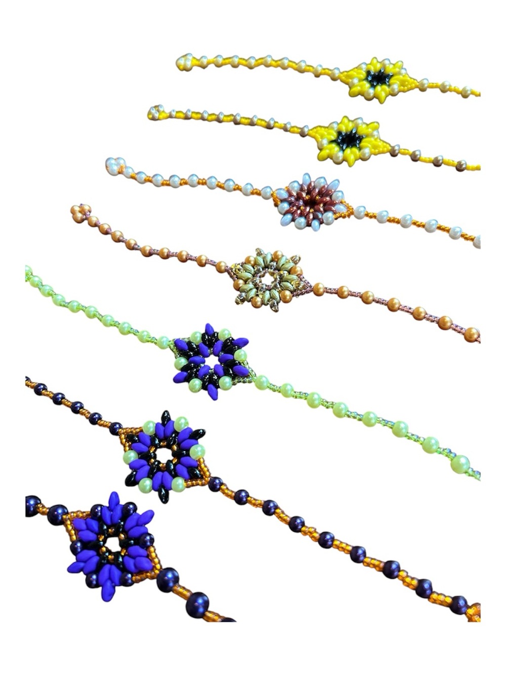 Handcrafted Beaded Flower Bracelet - Multicolor